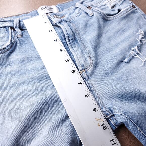 AGOLDE Jeans Women 29 Blue Sophie Crop Raw Chewed Hem Distressed Casual Grunge - Picture 6 of 11